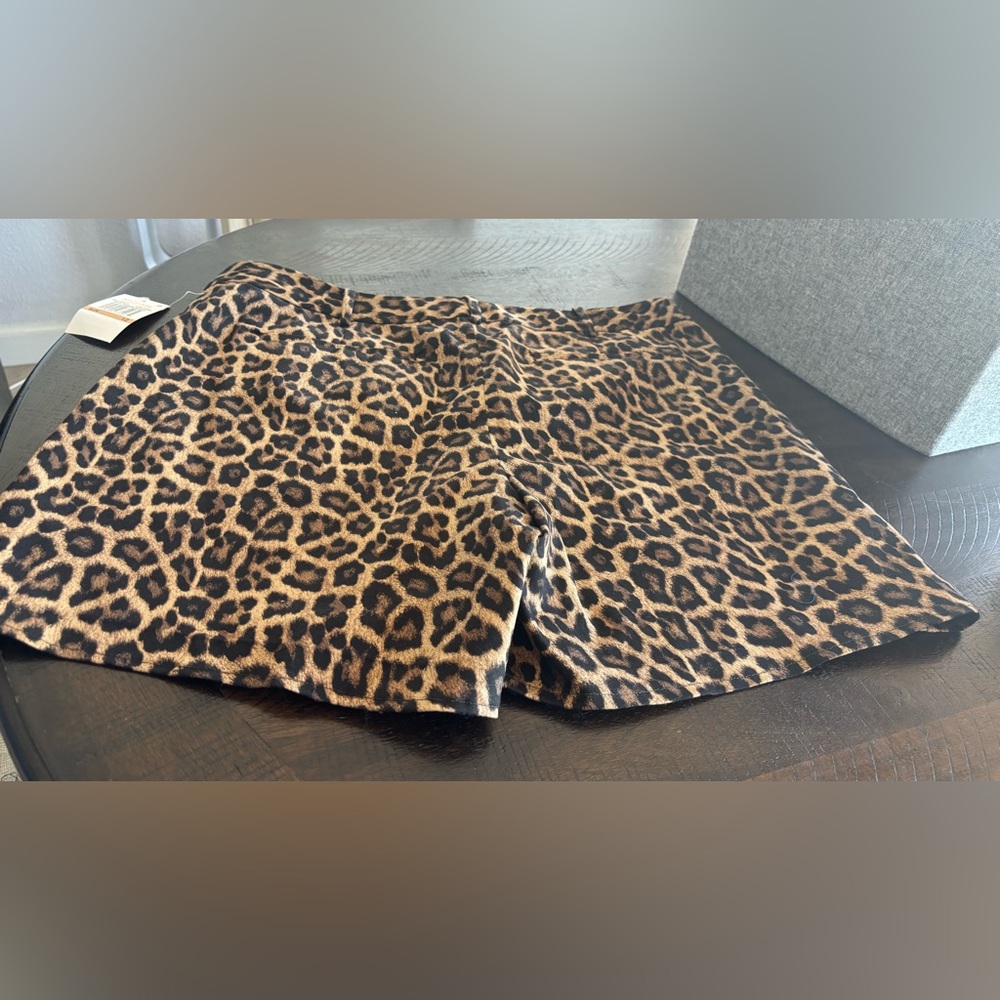 MICHAEL Michael Kors Brown Leopard Print High Waist Shorts